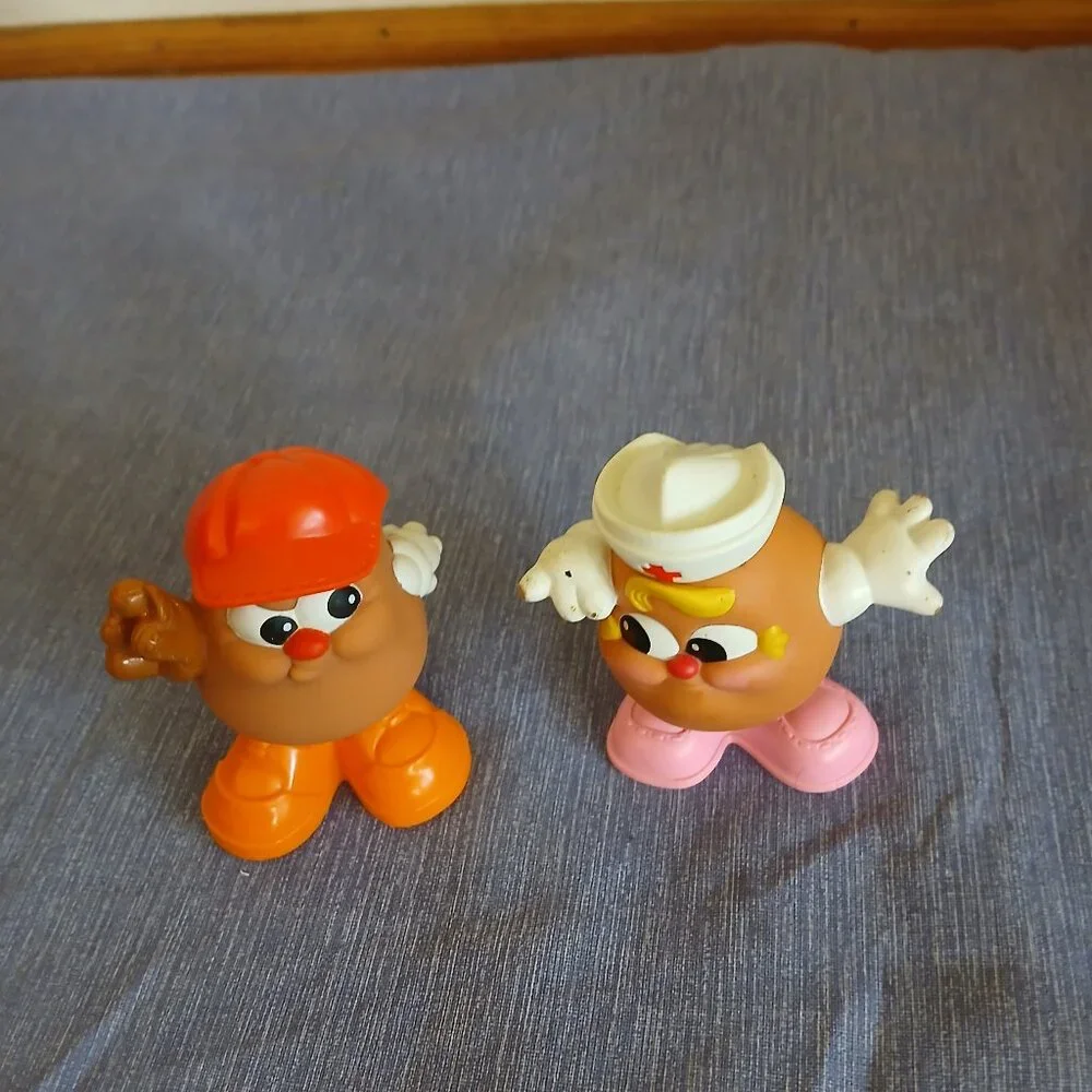 Vintage 1986 - 1987 Hasbro Potato Head 3 in. Nurse + Baseball x 2